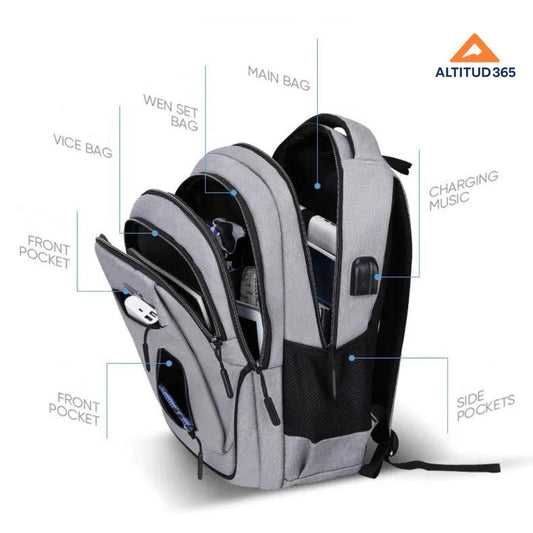 MOCHILA CON LONCHERA PLOMA