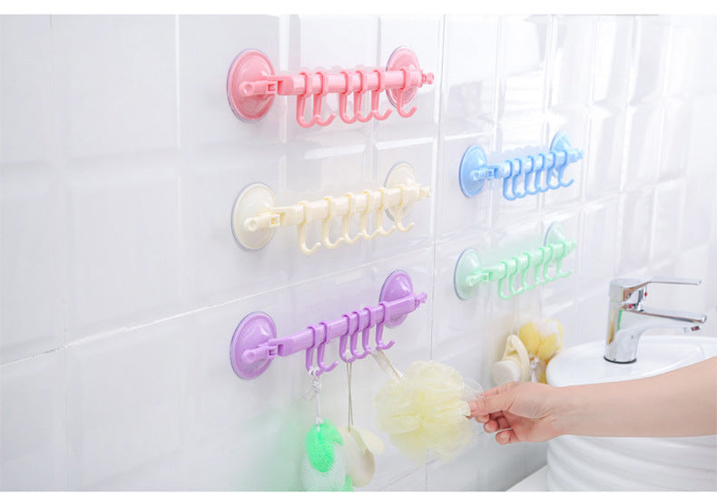 Colgador con Ventosa Multifuncional de 6 Ganchos sin Perforar