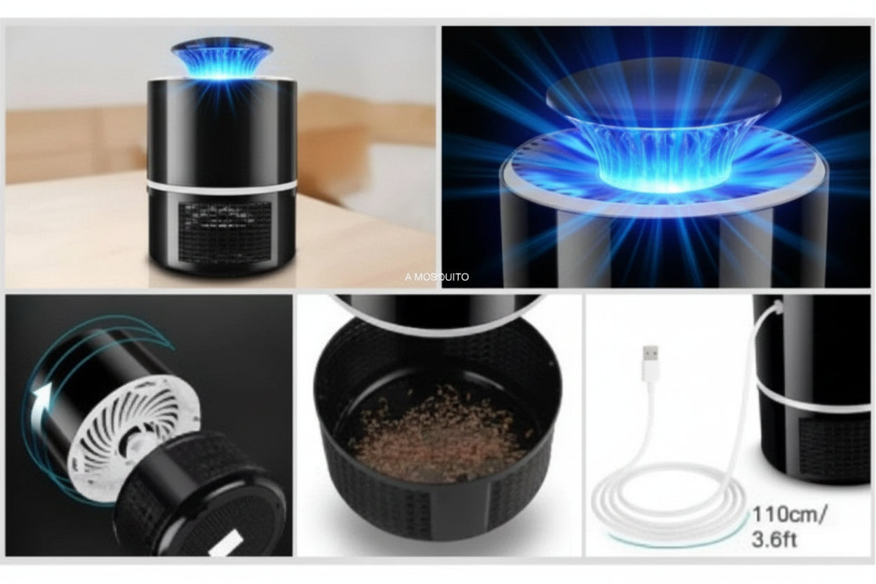 Lámpara Mata Mosquitos USB con Luz UV LED – Silenciosa y Segura