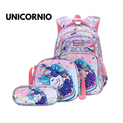Set Escolar 3 Piezas para Niña – Mochila + Lonchera + Cartuchera
