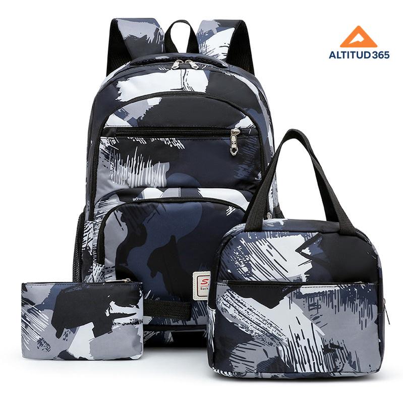 MOCHILA JUVENIL UNISEX SET 3 PIEZAS